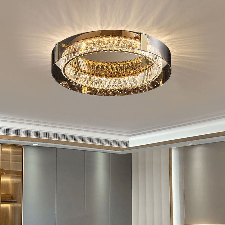 Éclairage encastré LED rond en cristal de luxe léger européen 