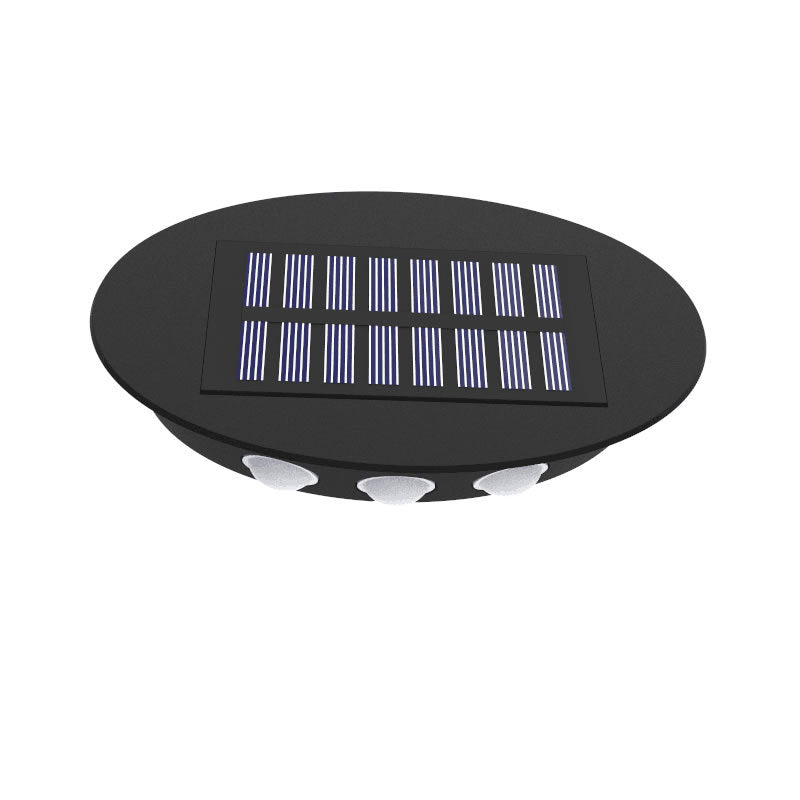 مصباح حائطي خارجي حديث مستدير من الزجاج المقسى المقاوم للماء يعمل بالطاقة الشمسية LED 