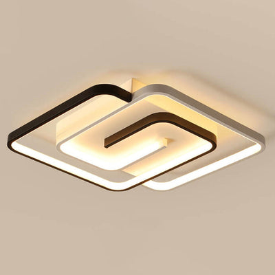 Modern Creative Square Ring Aluminum LED Semi-Flush Mount Ceiling Light