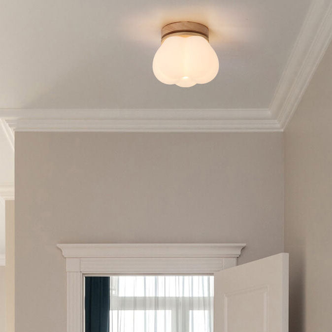 Moderne Creme Wolke Holz Rotomolding 1-Licht Deckenleuchte mit halber Einbauleuchte 