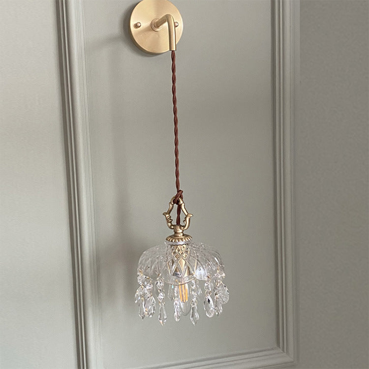 Vintage Decorative Floral Crystal 1-Light Wall Sconce Lamp