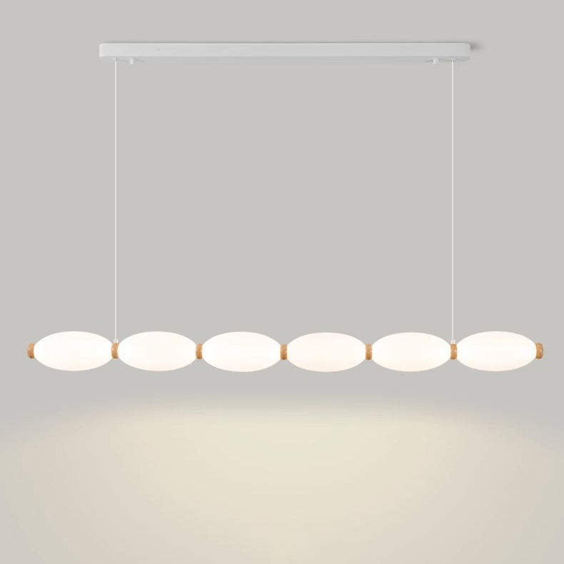 Traditional Japanese Pearl Chain Magic Bean PE Shade LED Island Light Chandelier For Dining Room