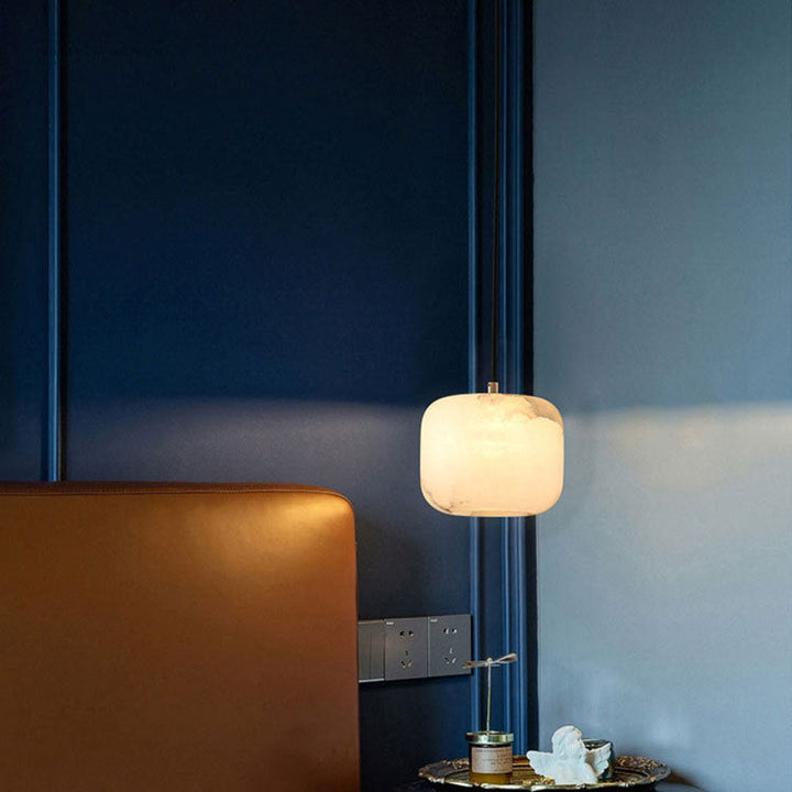 Moderne Luxus geometrische Würfel Marmor Schatten Messing 1-Licht Pendelleuchte für Wohnzimmer 