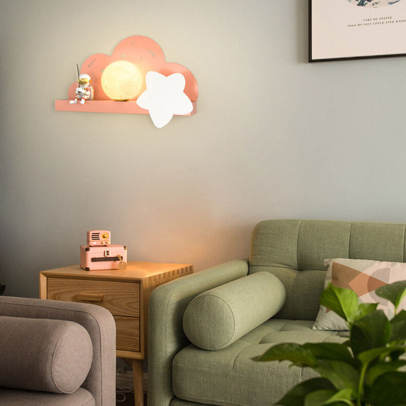 Childlike Creative Moon Astronaut Design LED Wall Sconce Lamp