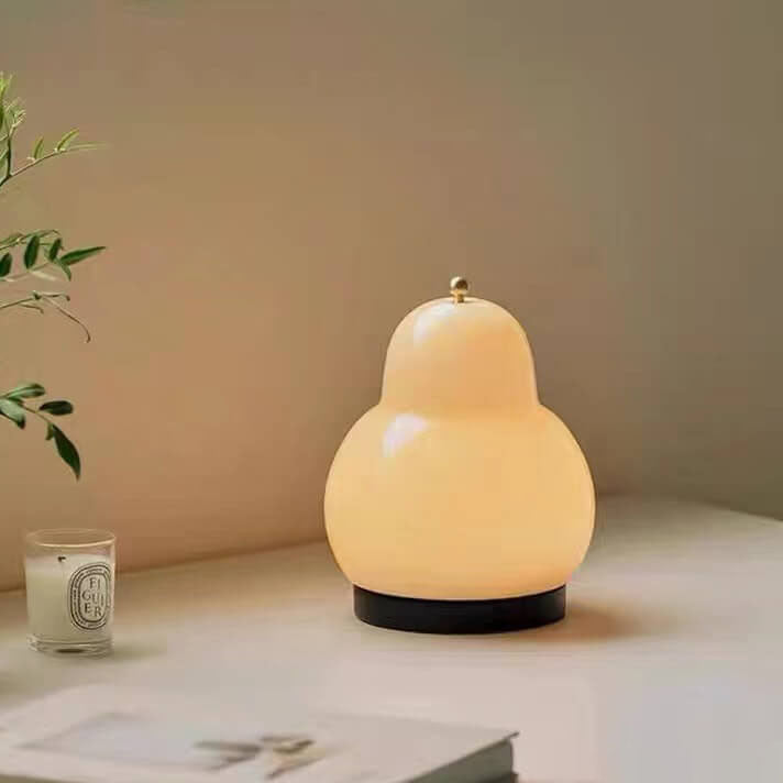 Traditional French Cream Pear Shape LED Rechargeable Touch Table Lamp For Bedroom