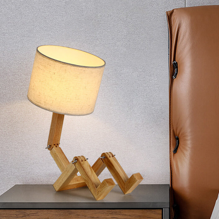 Lampe de Table 1 Lumière Robot en Bois Massif Créatif Nordique 