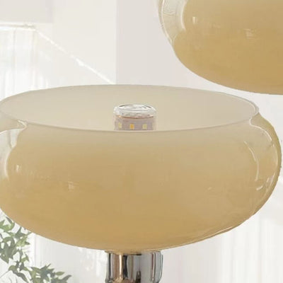 Nordic Vintage Milk White Glass Dome Chrome 3/5 Light Chandelier
