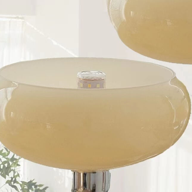 Nordic Vintage Milk White Glass Dome Chrome 3/5 Light Chandelier