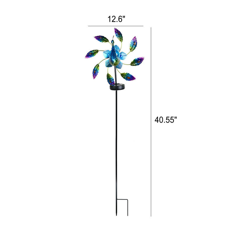 Solar Peacock Windmill Outdoor Garden Decorative Landscape Light