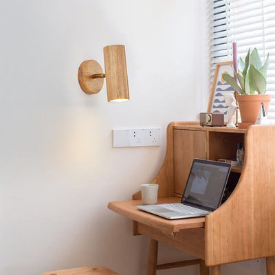 Japanese Minimalist Solid Wood Spotlight Track 1/3/4 Light Flush Mount Ceiling Light