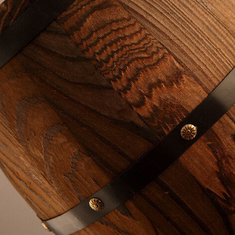 Lámpara colgante individual de 1 luz estilo barril de vino redondo rústico tradicional de hierro y madera para comedor 