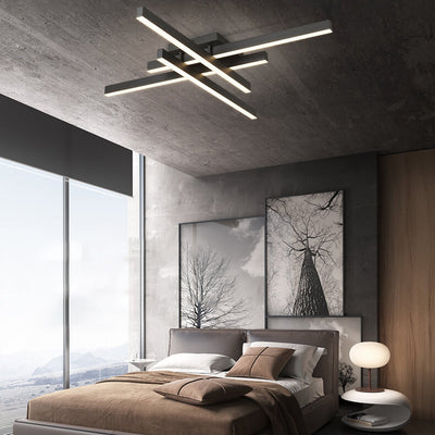 Lumière de plafond LED à montage affleurant en aluminium industriel avec ligne géométrique créative 