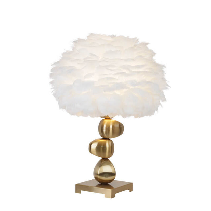 Lampe de Table à 1 Lumière avec Pompon en Plume Blanche Créative Nordique 