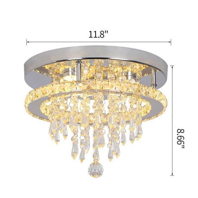 Modern Light Luxury Round Crystal LED Flush Mount Ceiling Light