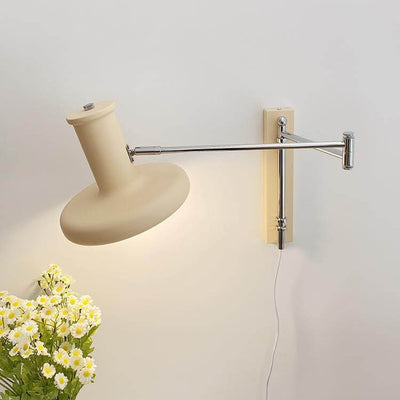 Nordic Minimalist  Beige Swing Arm 1-Light Wall Sconce Lamp