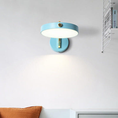 Modern Minimalist Macaron Solid Color Round Head Iron Acrylic LED Wall Sconce Lamp