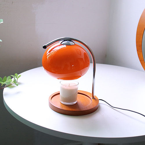 Contemporary Retro Glass Dome Solid Wood Metal Base 1-Light Melting Wax Table Lamp