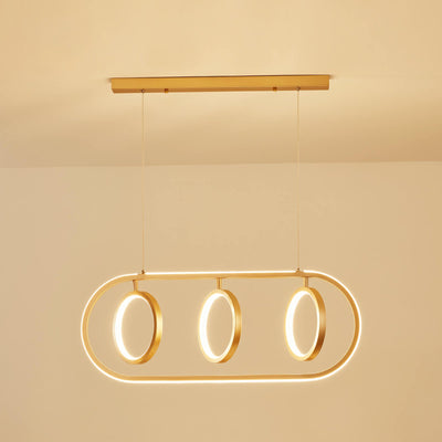 Modern Minimalist Golden Round Oval Iron LED Chandelier