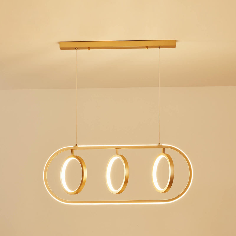 Modern Minimalist Golden Round Oval Iron LED Chandelier