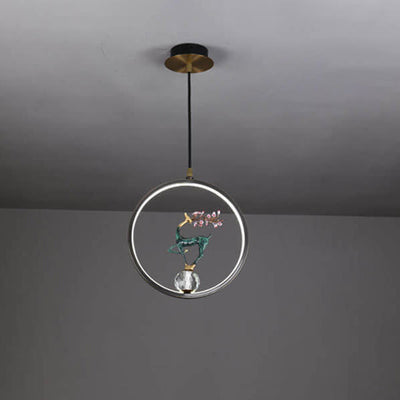 Moderne chinesische quadratische runde Ring-Plum Deer LED-Pendelleuchte 