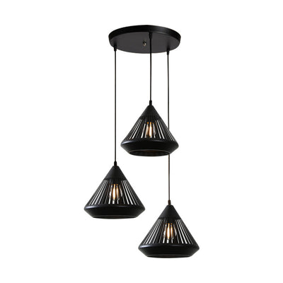 Modern Minimalist Hollow Carved Iron 3-Light Chandeliers