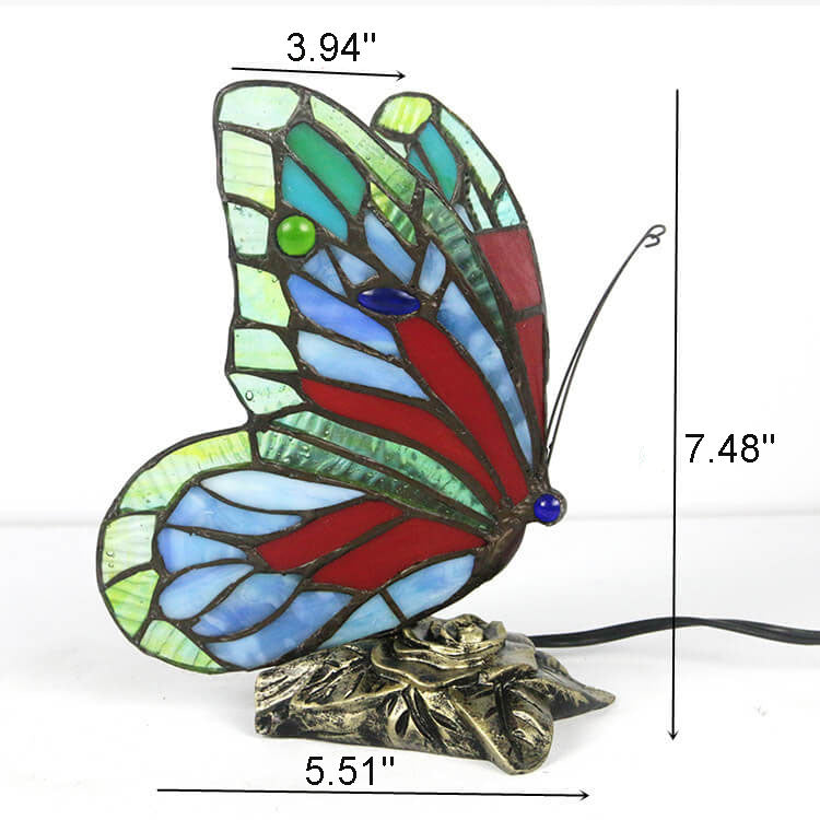 Tiffany Glass Butterfly Shape Night Light 1-Light Table Lamp