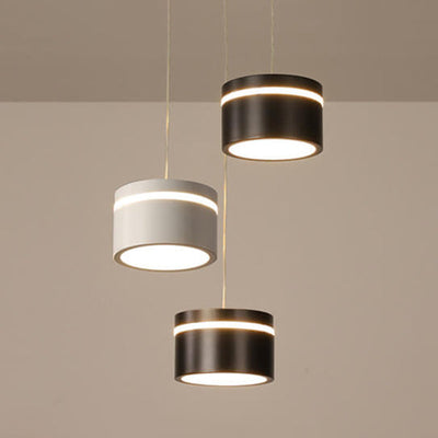 Nordic Minimalist Iron Round Drum Shade 3-Light LED Chandelier