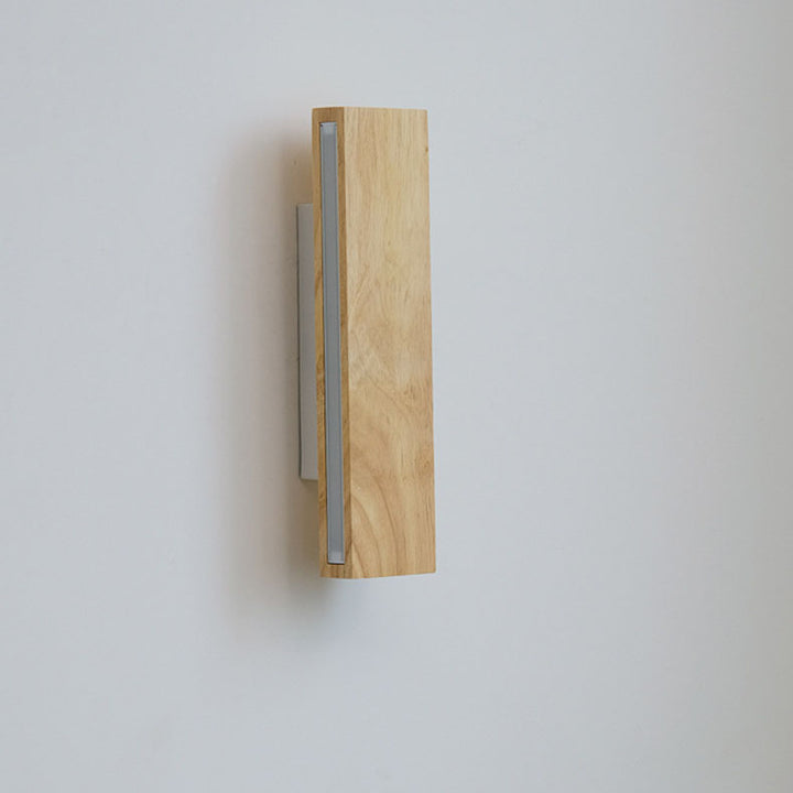 Contemporary Nordic Log Rectangular Flat Rotatable Solid Wood Acrylic LED Wall Sconce Lamp
