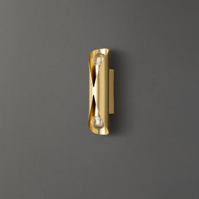 Applique murale longue et luxueuse à 2 lumières en cuivre, lumière moderne 