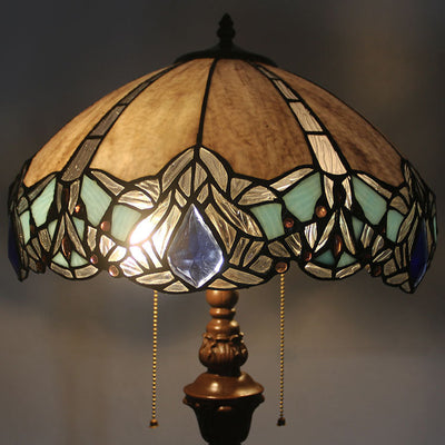 Modern Vintage Tiffany Glass 2-Light Standing Floor Lamp