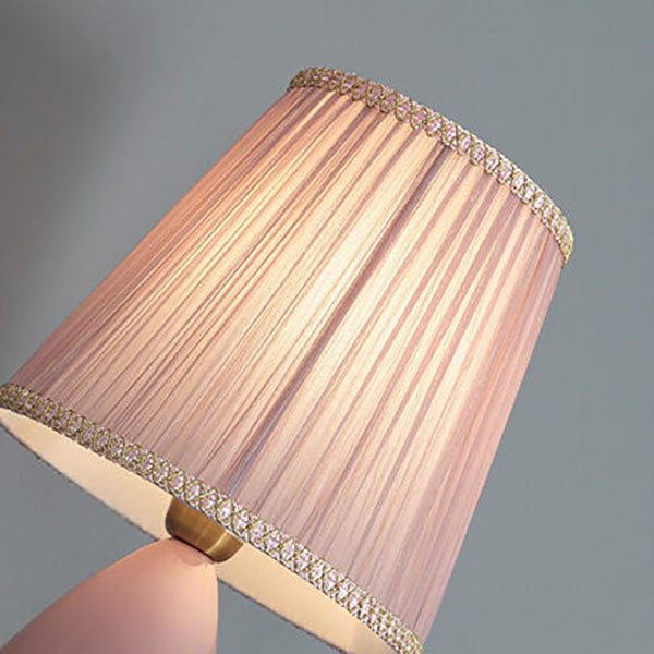 Lampe de table moderne et minimaliste à abat-jour conique en céramique à 1 lumière avec variateur tactile
