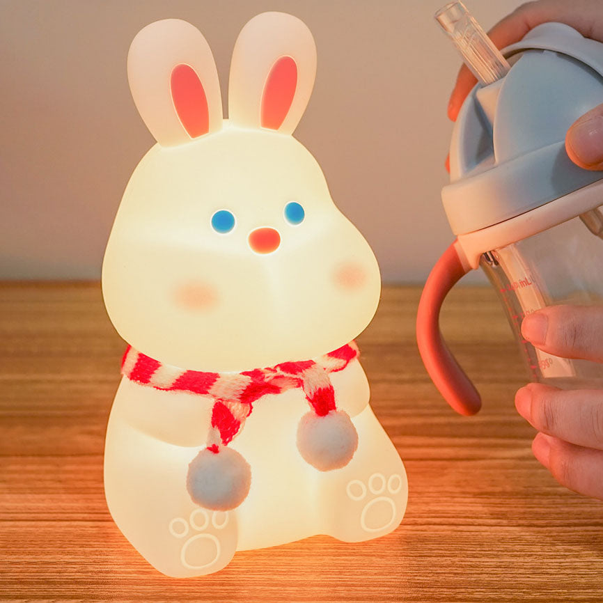 Contemporary Creative ABS PC Silicone Cartoon Rabbit Pat USB Rechargeable LED Night Light Table Lamp For Bedroom