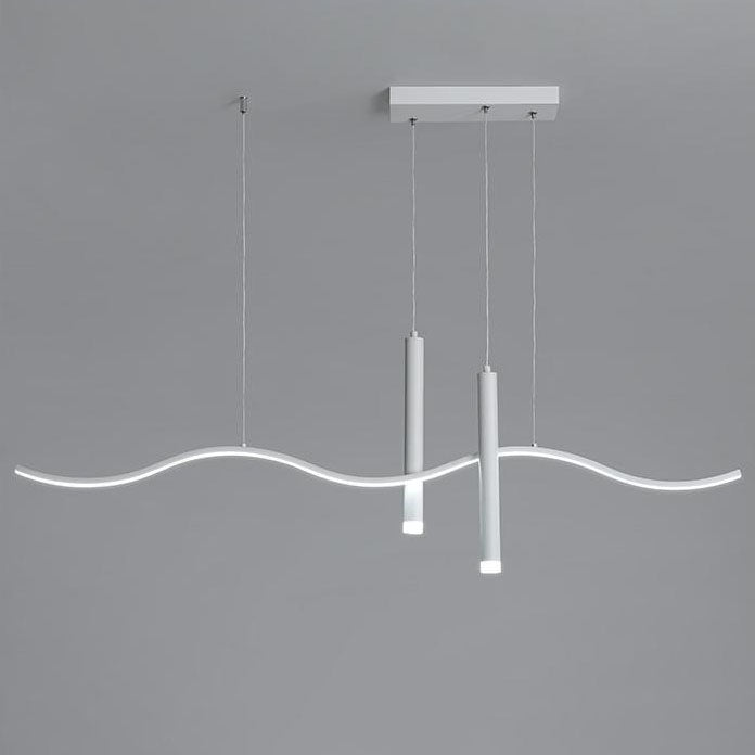 Moderne minimalistische geometrische Aluminium gewellte Linie LED Insel Licht Scheinwerfer Kronleuchter für Wohnzimmer 