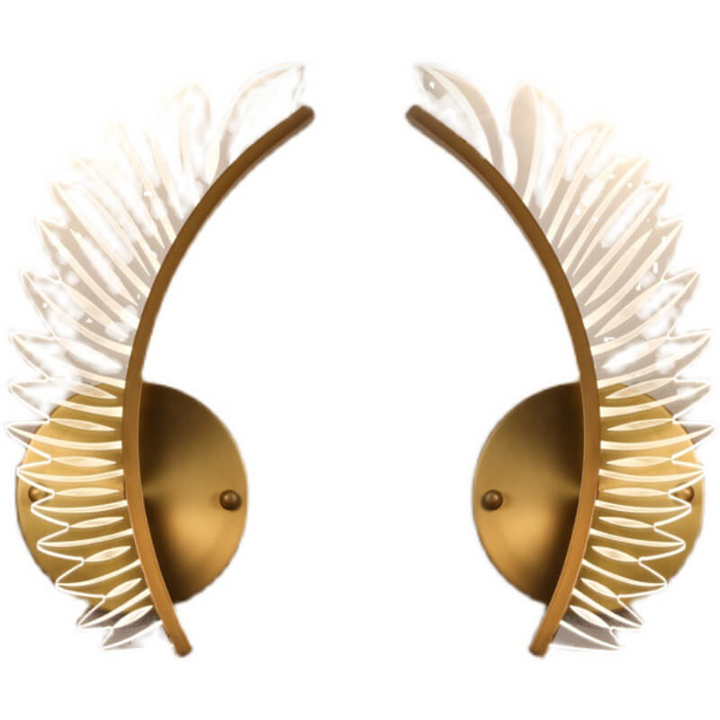 Moderne Acryl Feder Gold Kupfer LED Wandleuchte 