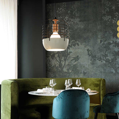 Industrial Iron Birdcage Design 1-Light Pendant Light