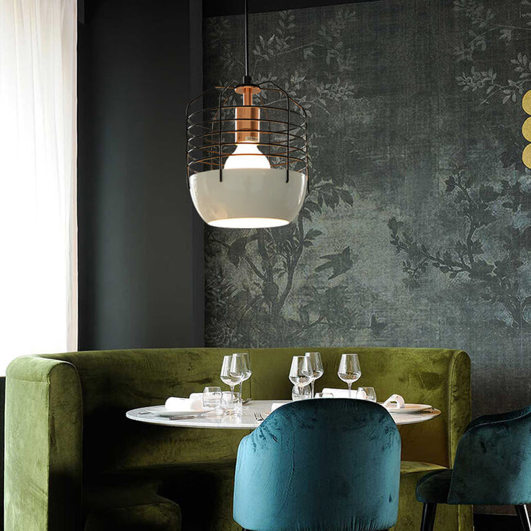 Industrial Iron Birdcage Design 1-Light Pendant Light