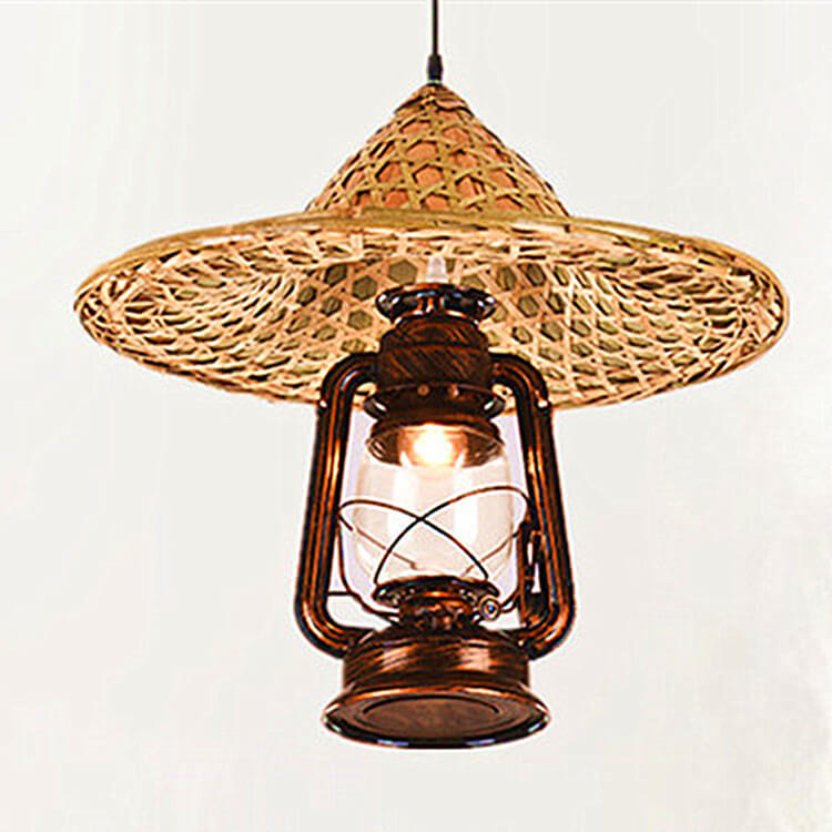 Vintage Hemp Rope Candle Bucket Kerosene Lamp 1/6 Light Chandelier
