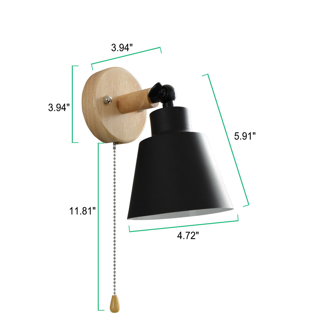 Nordic Minimalist Macaron Einfarbige Drehbare Holz 1-Licht Wandleuchte 