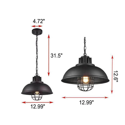 Vintage Industrial Iron Pot Lid Dome 1-Light Pendant Light