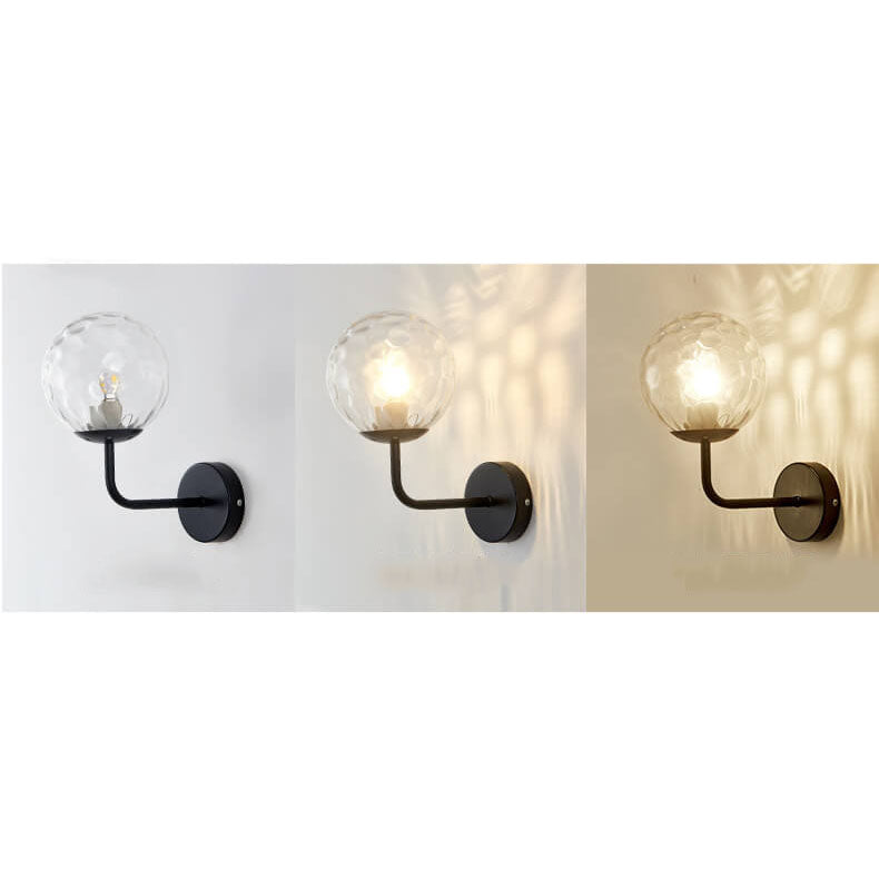 Applique murale moderne de luxe à boule ronde en fer et verre à 1 lumière 