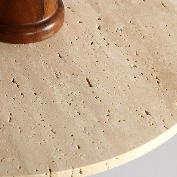 Japanese Minimalist Round Yellow Travertine Shade 1-Light Semi-Flush Mount Ceiling Light