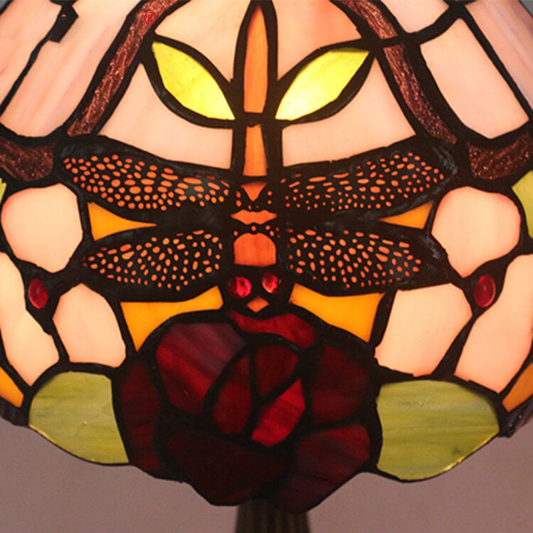 European Vintage Tiffany Glass 1-Light Table Lamp