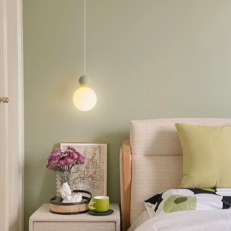 Zeitgenössische nordische PE-Globus-Ball-Eisen-1-Licht-Pendelleuchte für das Schlafzimmer 