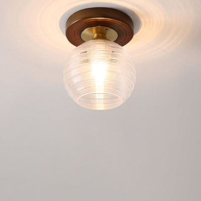 Nordic Solid Glass Square Round Geometry 1-Light Semi-Flush Mount Ceiling Light