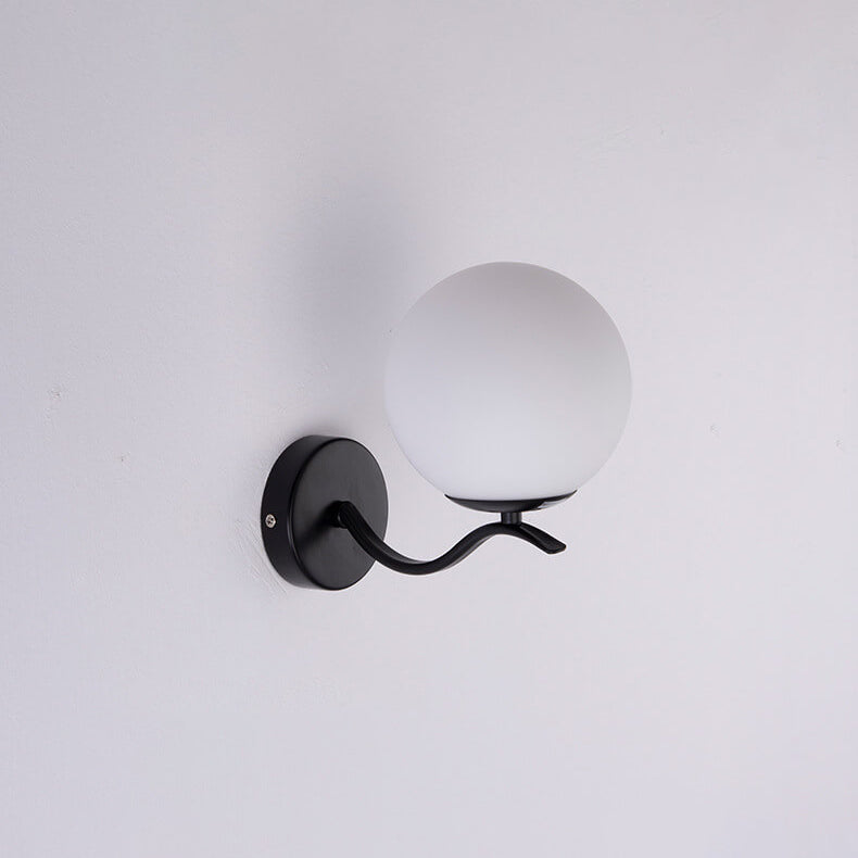 Lámpara de Aplique de Pared de 1 Luz con Pantalla Esférica de Vidrio y Soporte de Hierro de Lujo 