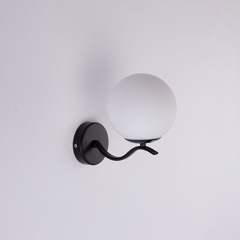 Luxury Iron Bracket Spherical Glass Lampshade 1-Light Wall Sconce Lamp