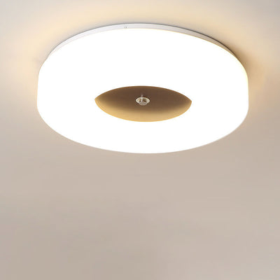 Minimalist Chinese Walnut Round Acrylic LED Flush Mount Ceiling Light