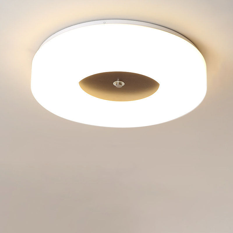 Minimalist Chinese Walnut Round Acrylic LED Flush Mount Ceiling Light