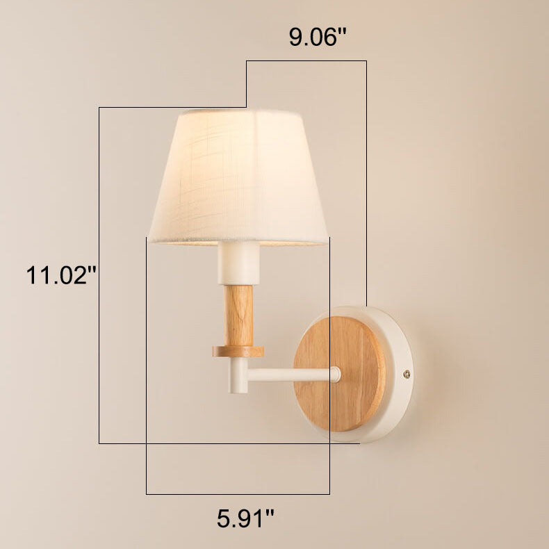 Modern Nordic Wooden Tubular 1-Light Wall Sconce Lamp