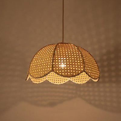 Nordic Rattan Weaving Scallop Dome 1-Light Pendant Light